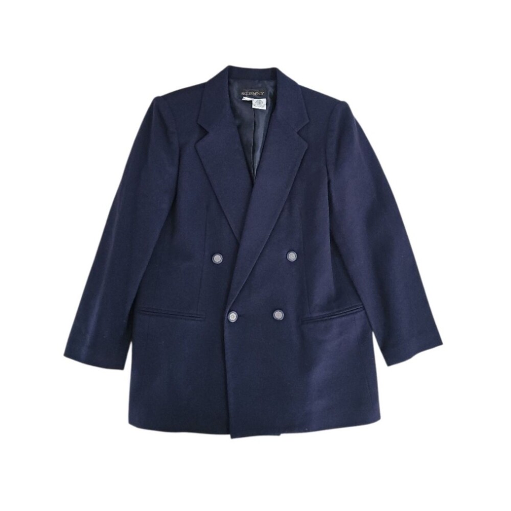 Requirements 100% Wool Blazer Women 12 Navy Double Breasted Vintage Preppy